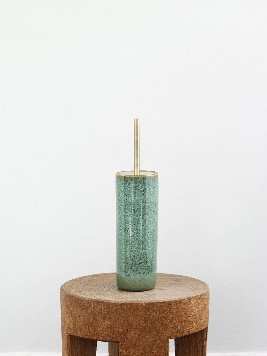 Aquanova WC-Bürstenset – Keramik, Edelstahl, Grün, H 38,5 cm, Ø 10 cm