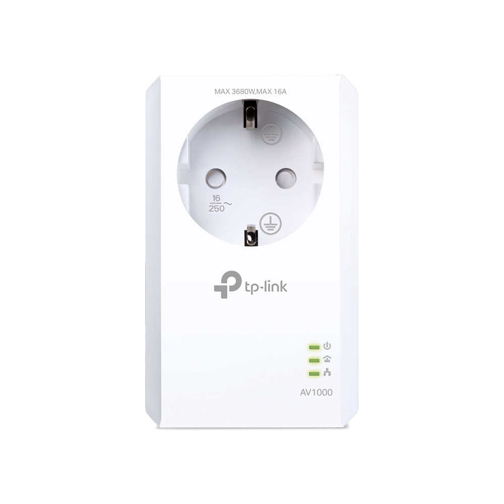 TP-Link TL-PA7017P – Powerline-Starter-Kit – 1 Gbit/s, HomePlug AV2, 1× RJ-45, mit Durchgangssteckdose