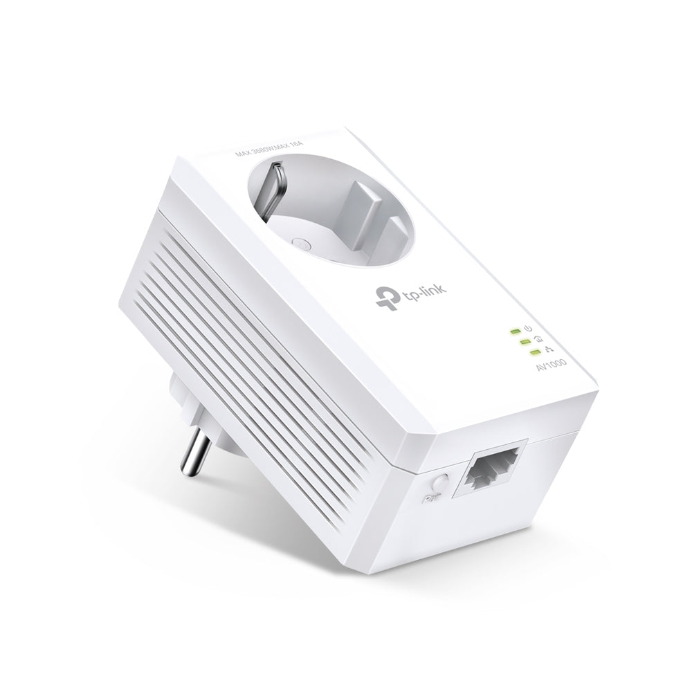 TP-Link TL-PA7017P – Powerline-Starter-Kit – 1 Gbit/s, HomePlug AV2, 1× RJ-45, mit Durchgangssteckdose