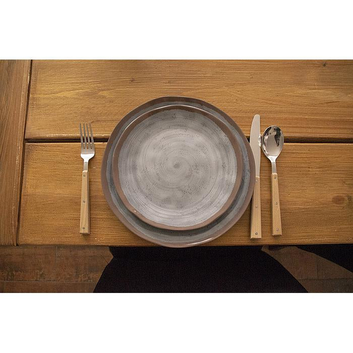 Bo-Camp Halo Geschirr-Set – 16-teilig, 650 ml, Melamin, Grau/Terrakotta, Spülmaschinenfest