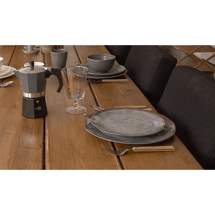 Bo-Camp Halo Geschirr-Set – 16-teilig, 650 ml, Melamin, Grau/Terrakotta, Spülmaschinenfest