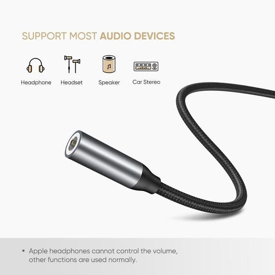 Ugreen 30632 USB-C zu 3,5 mm Adapter – 10 cm, passiv, ohne DAC-Chip – Schwarz