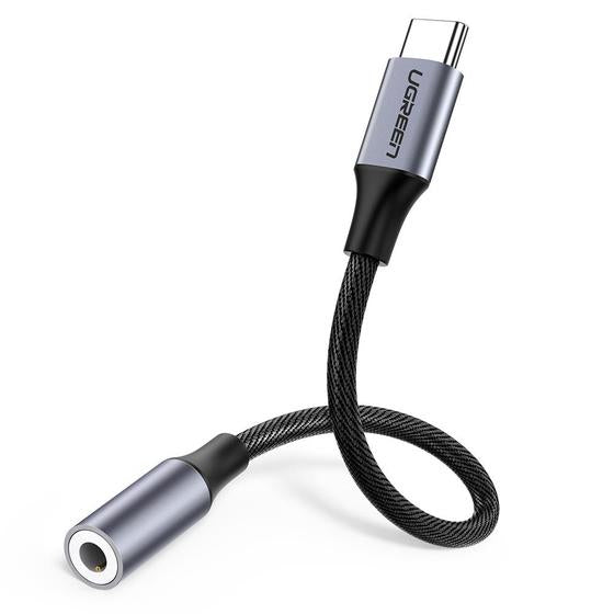 Ugreen 30632 USB-C zu 3,5 mm Adapter – 10 cm, passiv, ohne DAC-Chip – Schwarz