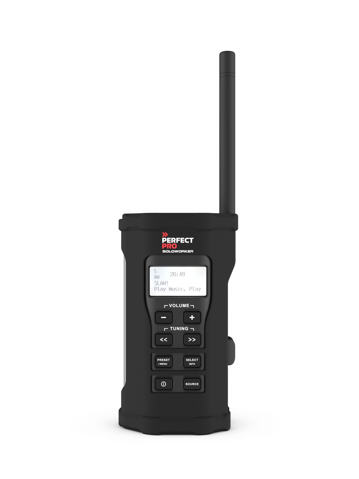 Perfectpro Soloworker – Baustellenradio – DAB+, Bluetooth, IP64, Akkubetrieb – Schwarz