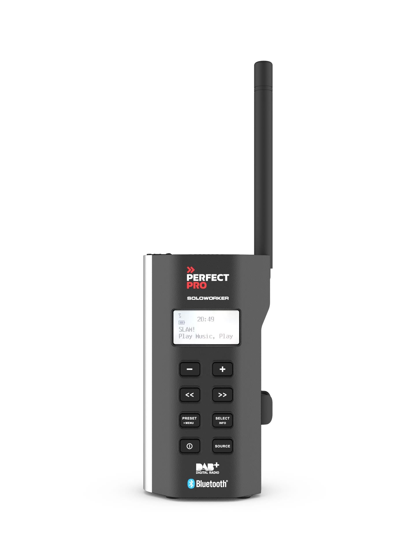 Perfectpro Soloworker – Baustellenradio – DAB+, Bluetooth, IP64, Akkubetrieb – Schwarz