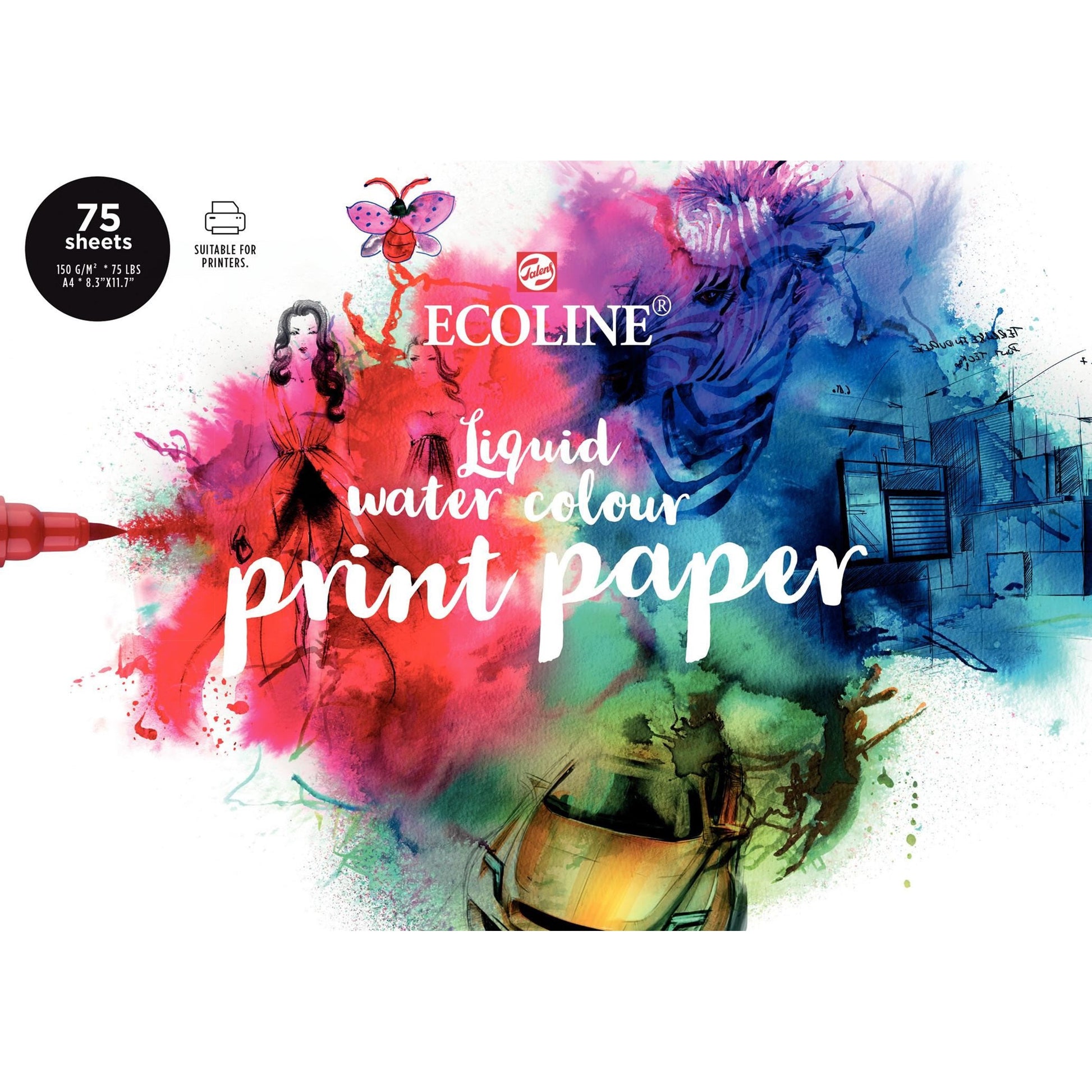 Talens Zeichenpapier, Papier, 21 × 29,7 cm, Weiss, 75 Blatt