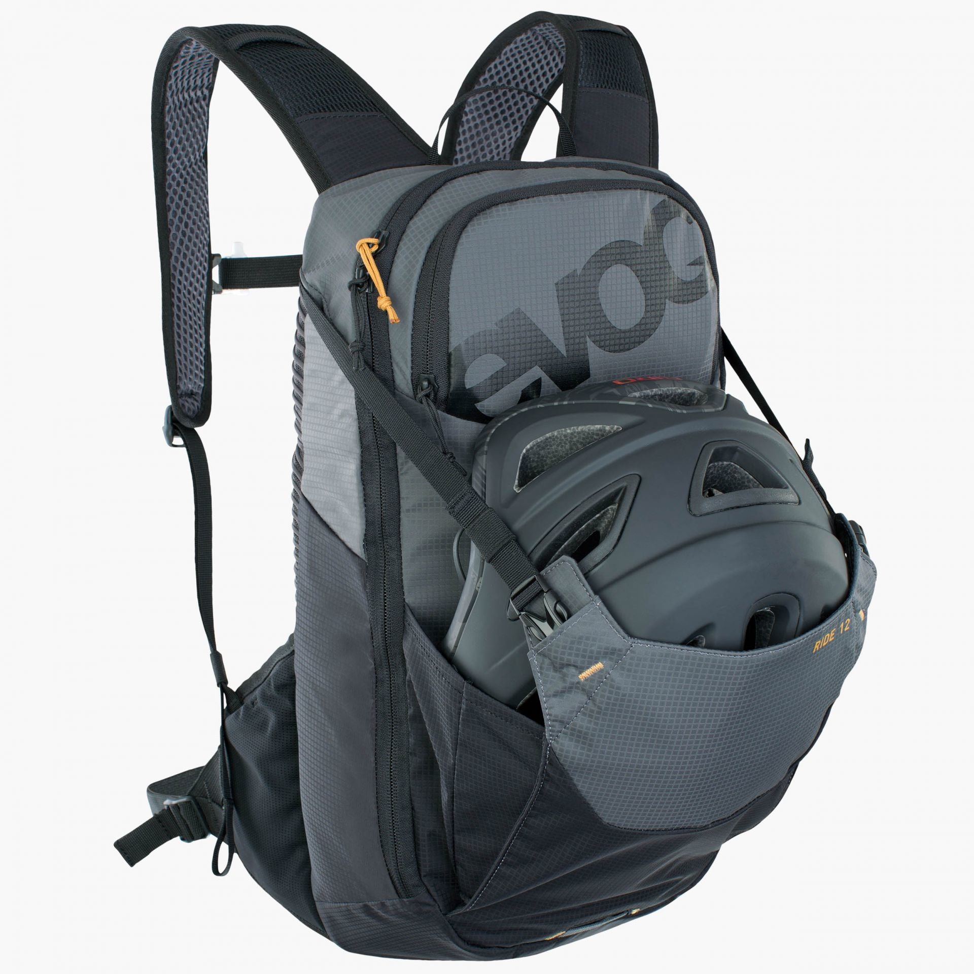 EVOC Sportrucksack Ride – 12 l, mit Trinksystem, Nylon – Schwarz/Grau, 240 × 470 × 100 mm