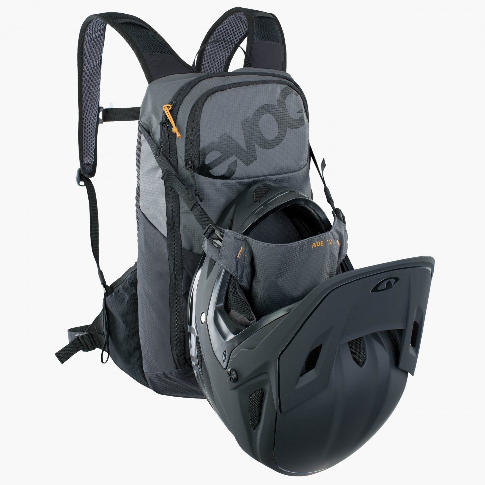 EVOC Sportrucksack Ride – 12 l, mit Trinksystem, Nylon – Schwarz/Grau, 240 × 470 × 100 mm