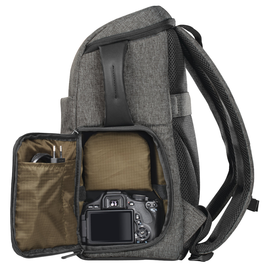 Hama Terra Kamerarucksack – Innenmasse 220×135×220 mm – mit Tabletfach, Regenhülle – Grau – Polyester