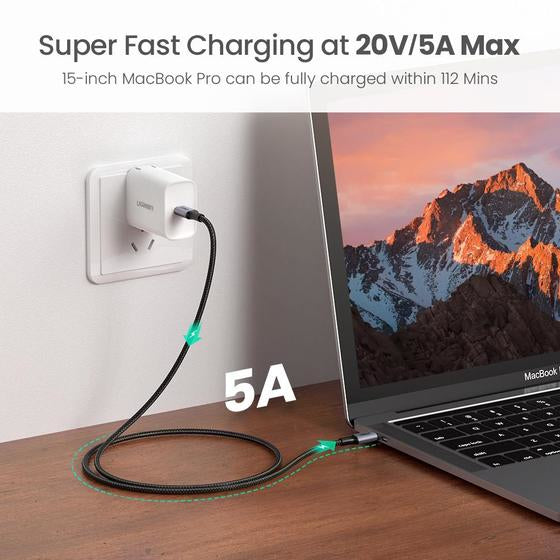 Ugreen USB-C auf USB-C Kabel – USB 2.0 (480 Mbit/s) – 1 m – PD 100 W – für MacBook, iPad, Galaxy S20 und mehr
