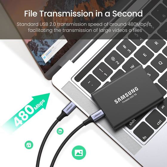 Ugreen USB-C auf USB-C Kabel – USB 2.0 (480 Mbit/s) – 1 m – PD 100 W – für MacBook, iPad, Galaxy S20 und mehr
