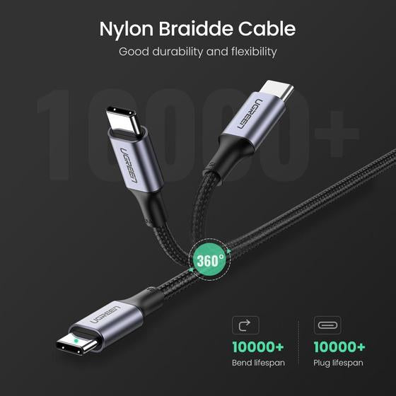 Ugreen USB-C auf USB-C Kabel – USB 2.0 (480 Mbit/s) – 1 m – PD 100 W – für MacBook, iPad, Galaxy S20 und mehr