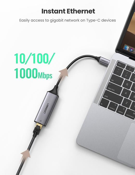 UGREEN 50737 Netzwerkadapter USB-C/USB-A zu RJ-45 – 1 Gbit/s (Gigabit Ethernet), USB 3.2 Gen 1 (5 Gbit/s)