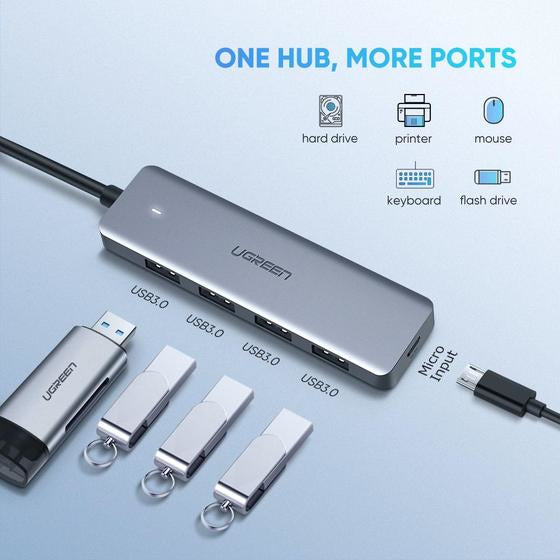 Ugreen 70336 USB-Hub – USB-C, 4× USB-A, für Samsung/Huawei/LG
