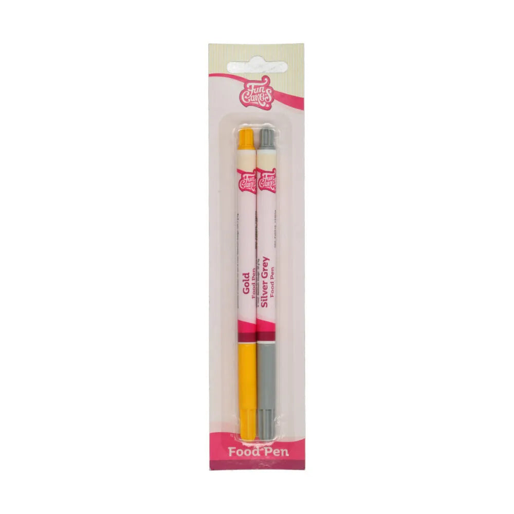 FunCakes Lebensmittelstifte, 2 Stk., 2 × 1,3 g, gold/silber