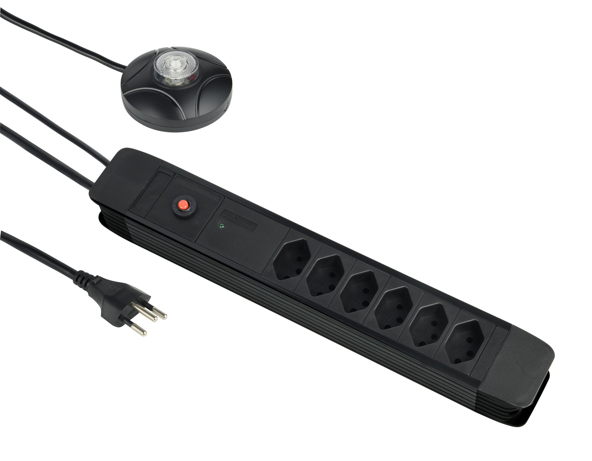 M. Schönenberger Standard Steckdosenleiste, 6×T13, 2×USB, mit Schalter, 3 m, Eingang T12 – Schwarz