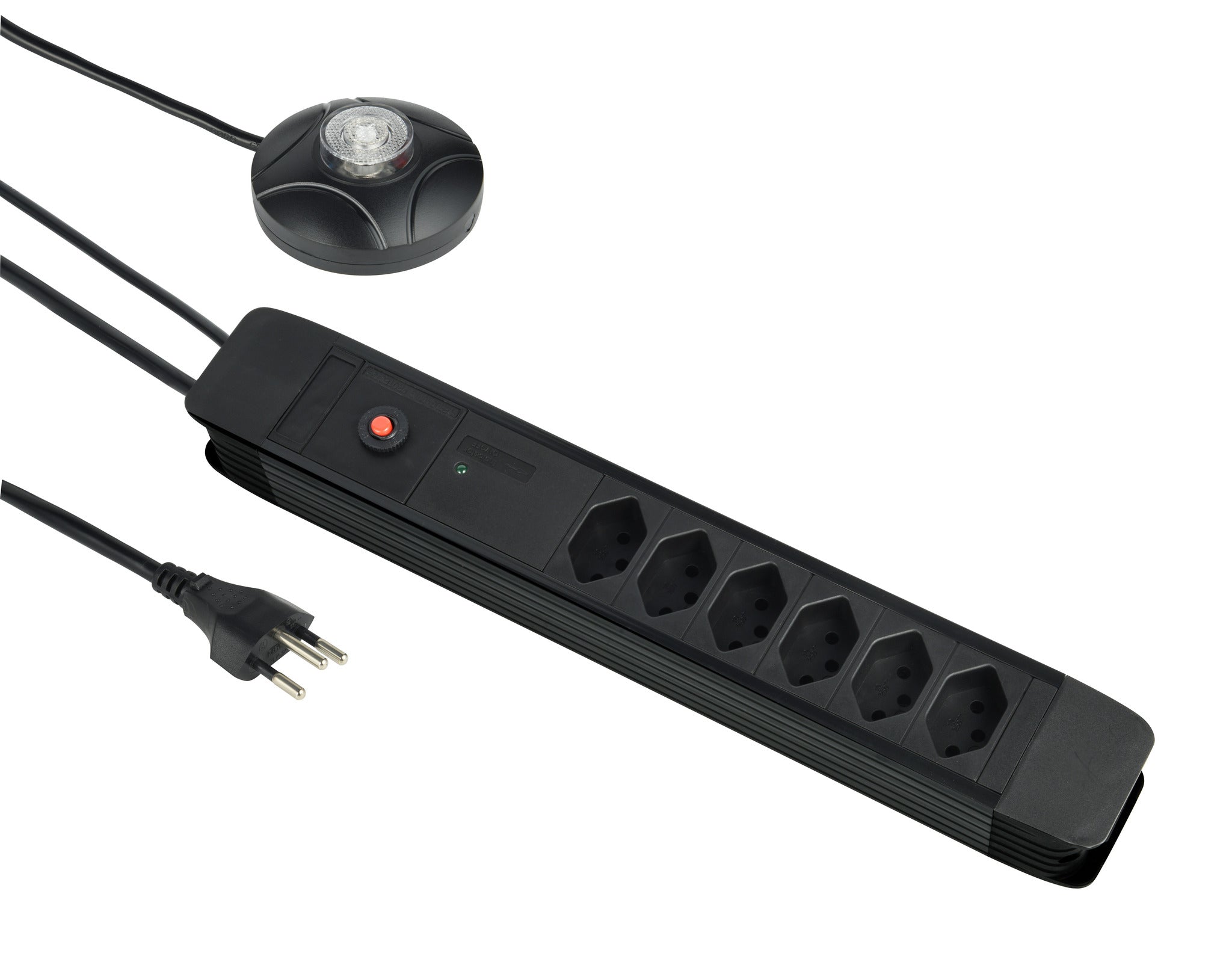 M. Schönenberger Standard Steckdosenleiste, 6×T13, 2×USB, mit Schalter, 3 m, Eingang T12 – Schwarz