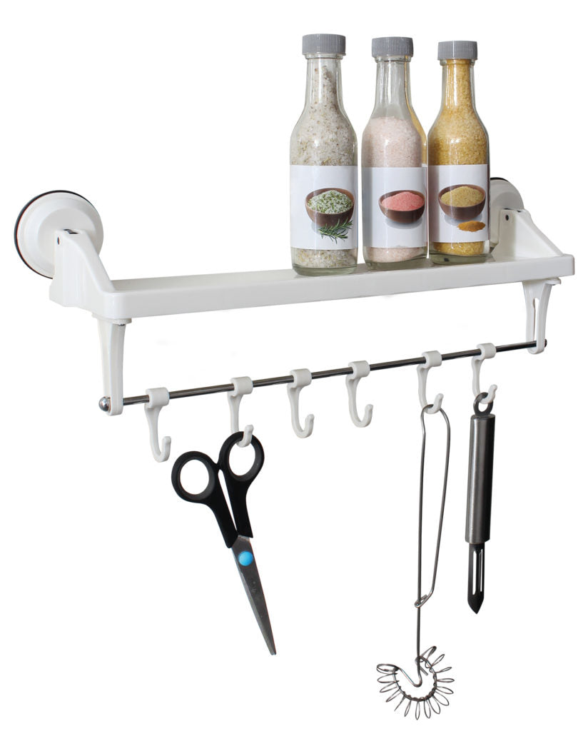 Eurotrail Wandgarderobe – ABS/PP – weiss – mit Saugnapf – 425 × 175 × 110 mm
