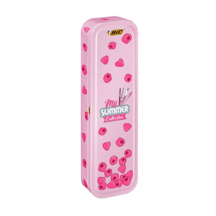 BIC Schreibset Summer – mit Kugelschreiber, Druckbleistift, Textmarker – in Metallbox – Pink