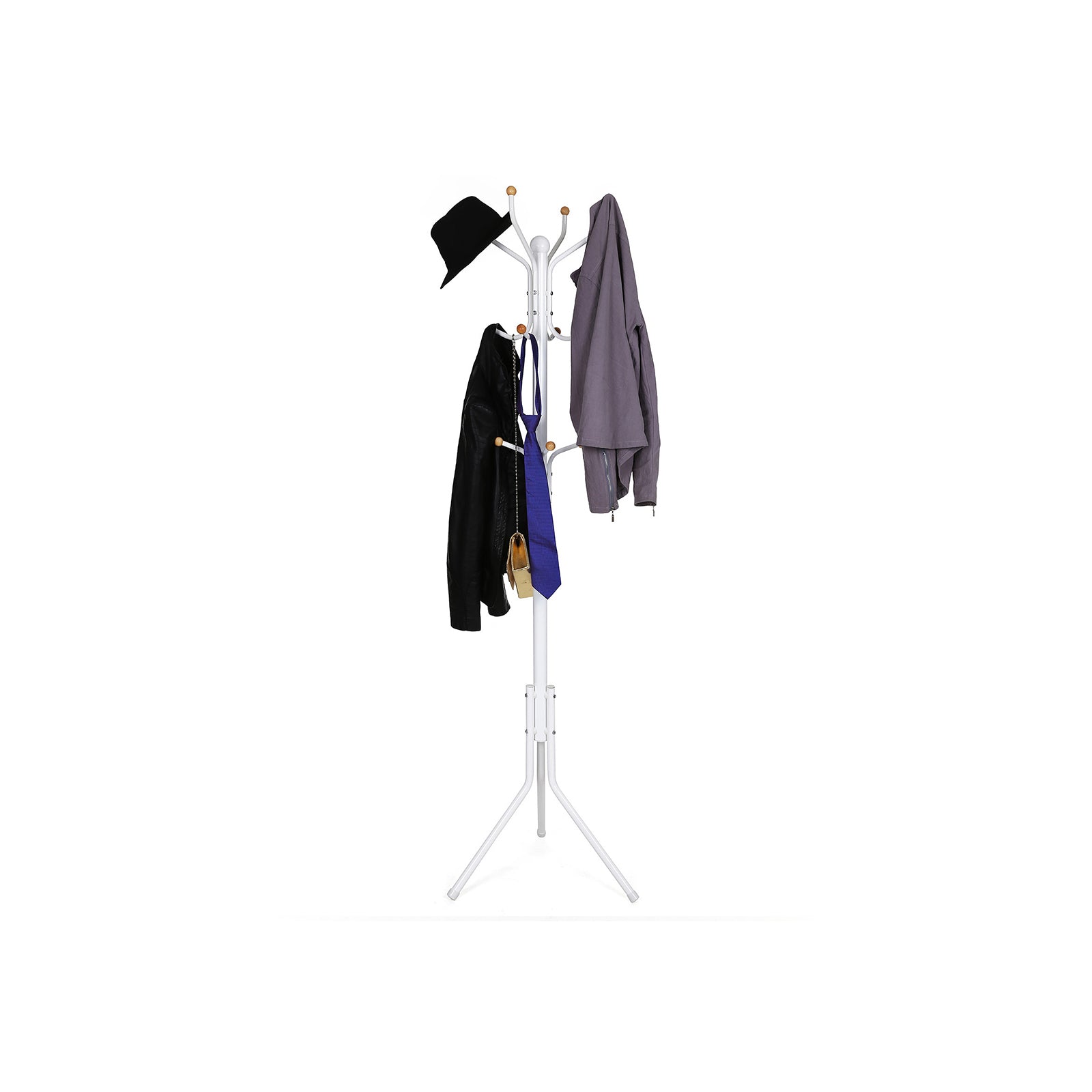Songmics Garderobenständer – 8 Haken, Metall, Weiss, 44 × 44 × 182 cm