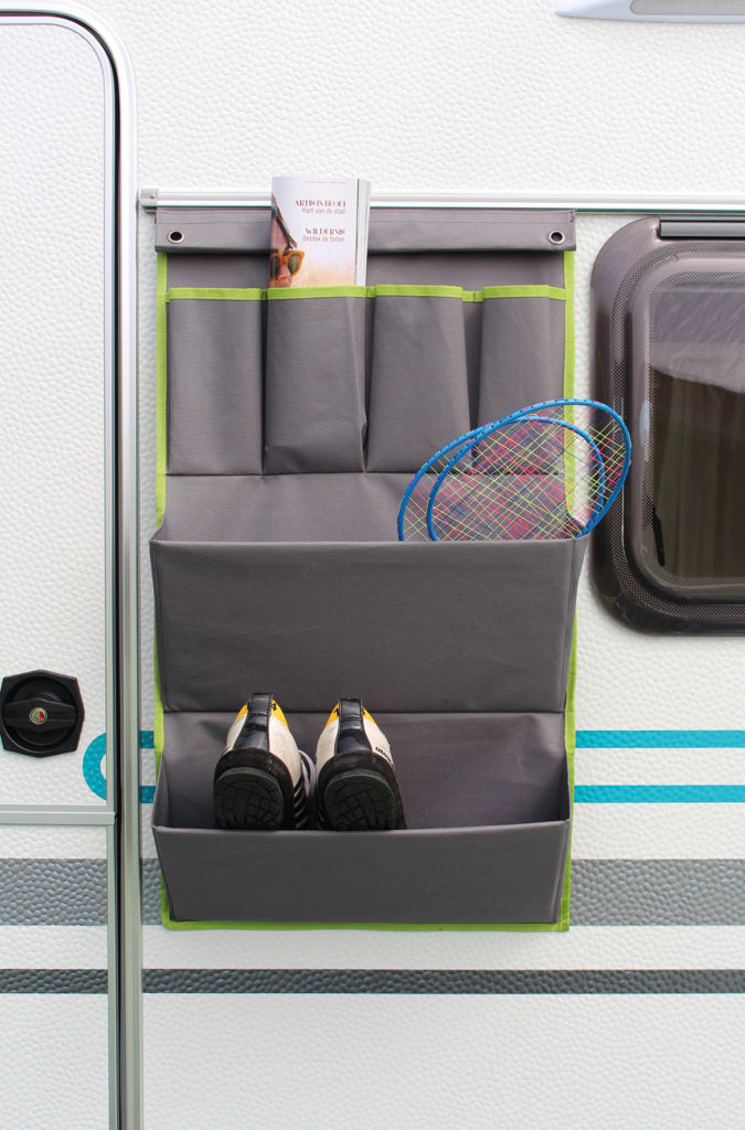 Eurotrail Utensilientasche Bristol L – Klettverschluss, 6 Fächer – für Wohnwagen/Van – 48×80 cm – grau