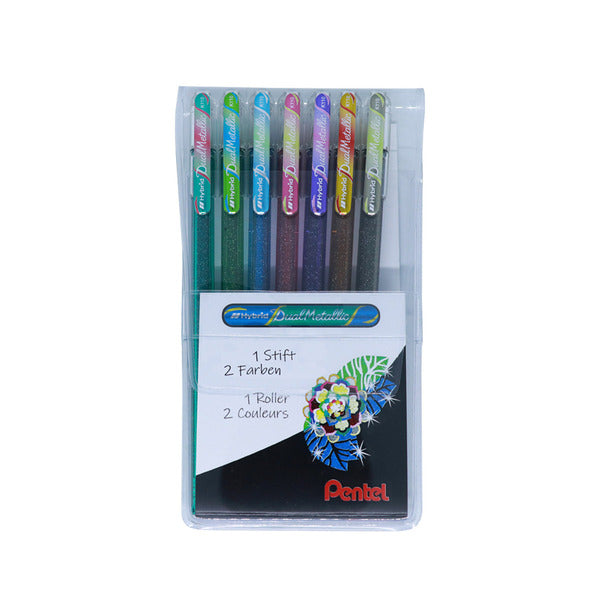 Pentel Gelschreiber 7er Etui – 7 Farben, 1 mm, für dunkles Papier, Kappe
