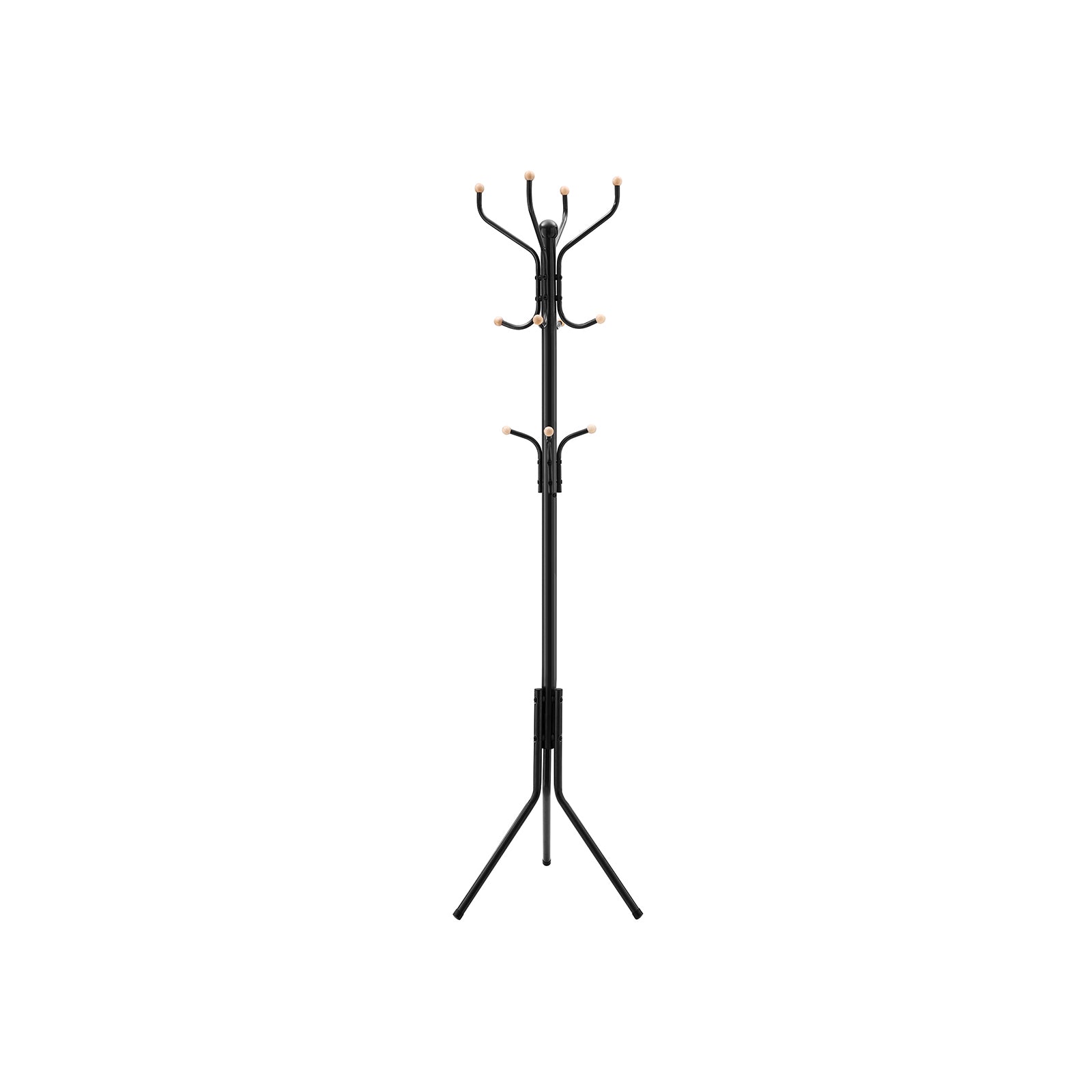 Songmics Garderobenständer – 8 Haken, Stahl, Schwarz, 44 × 44 × 182 cm