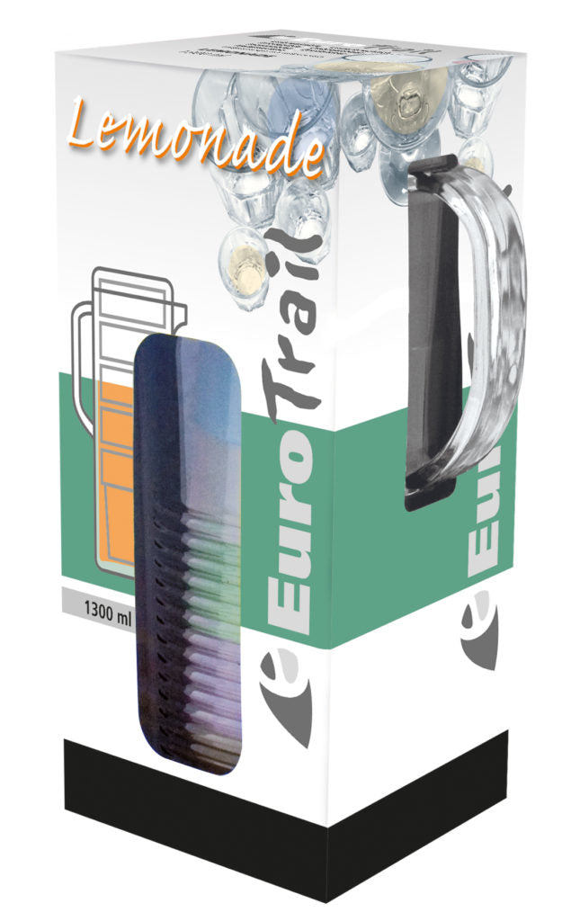 Eurotrail Karaffe mit Gläsern – 6-teiliges Set, 1,3 l, Kunststoff (SAN), Mehrfarbig, mit Deckel