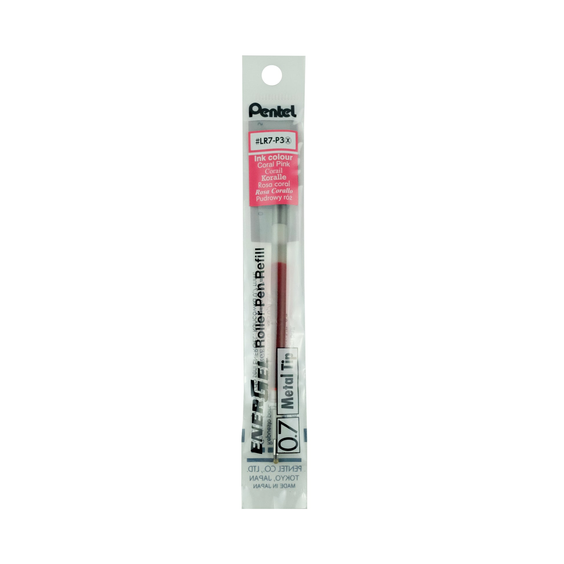 Pentel EnerGel Roller-Patrone für Roller (ausser BLN15, BLN25, BL17 und BL27) – Koralle, 0,7 mm, geruchsarm