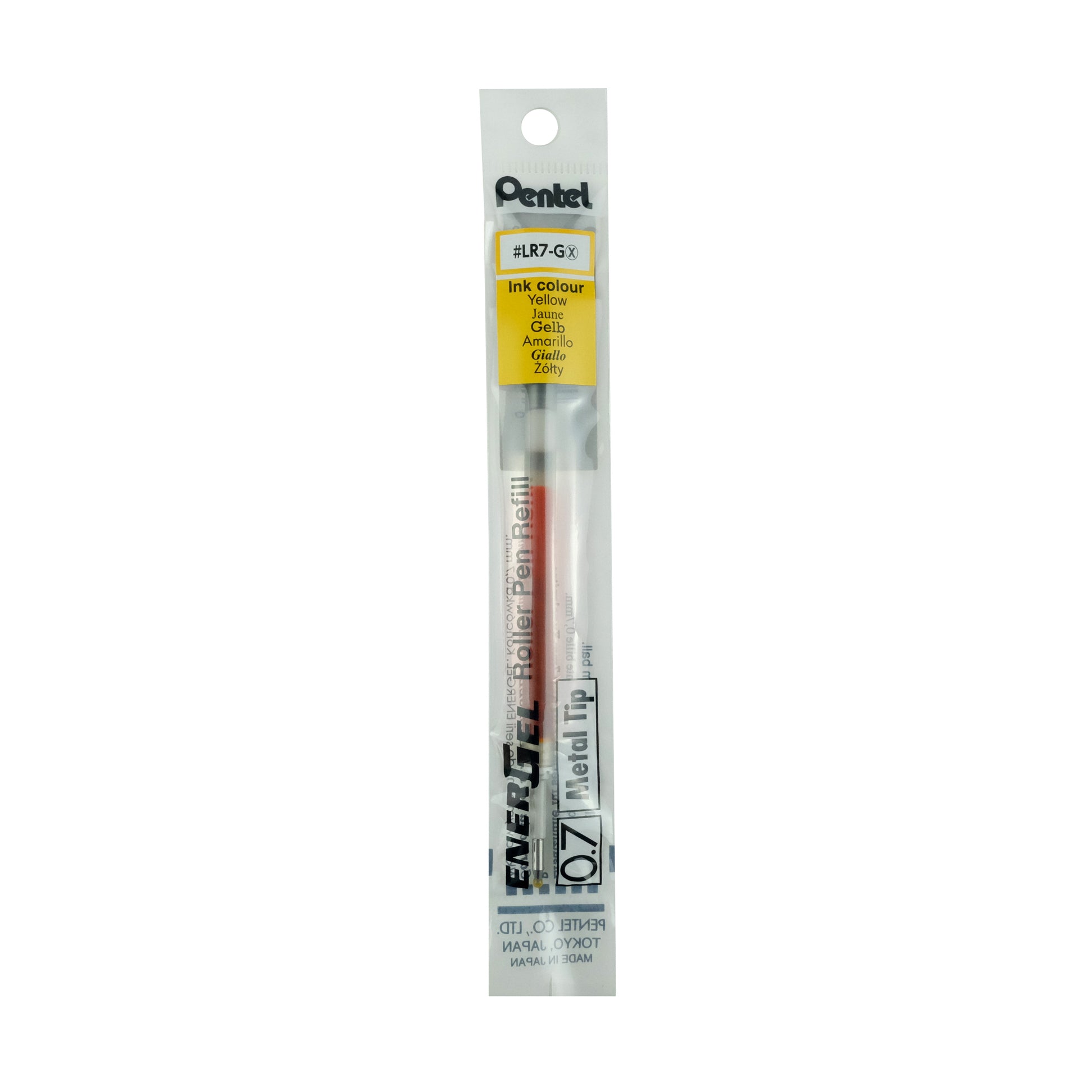 Pentel Rollerpatrone EnerGel – gelb, 0,7 mm, geruchsarm
