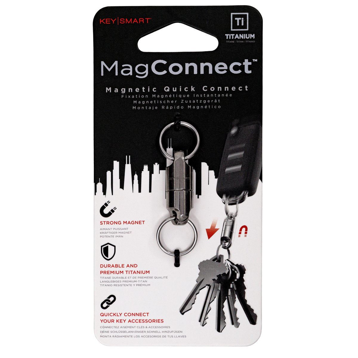 KeySmart Schlüsselring MagConnect Classic KS814-TI – starker Magnet, Kunststoff, Titan, Tiefe 50 mm