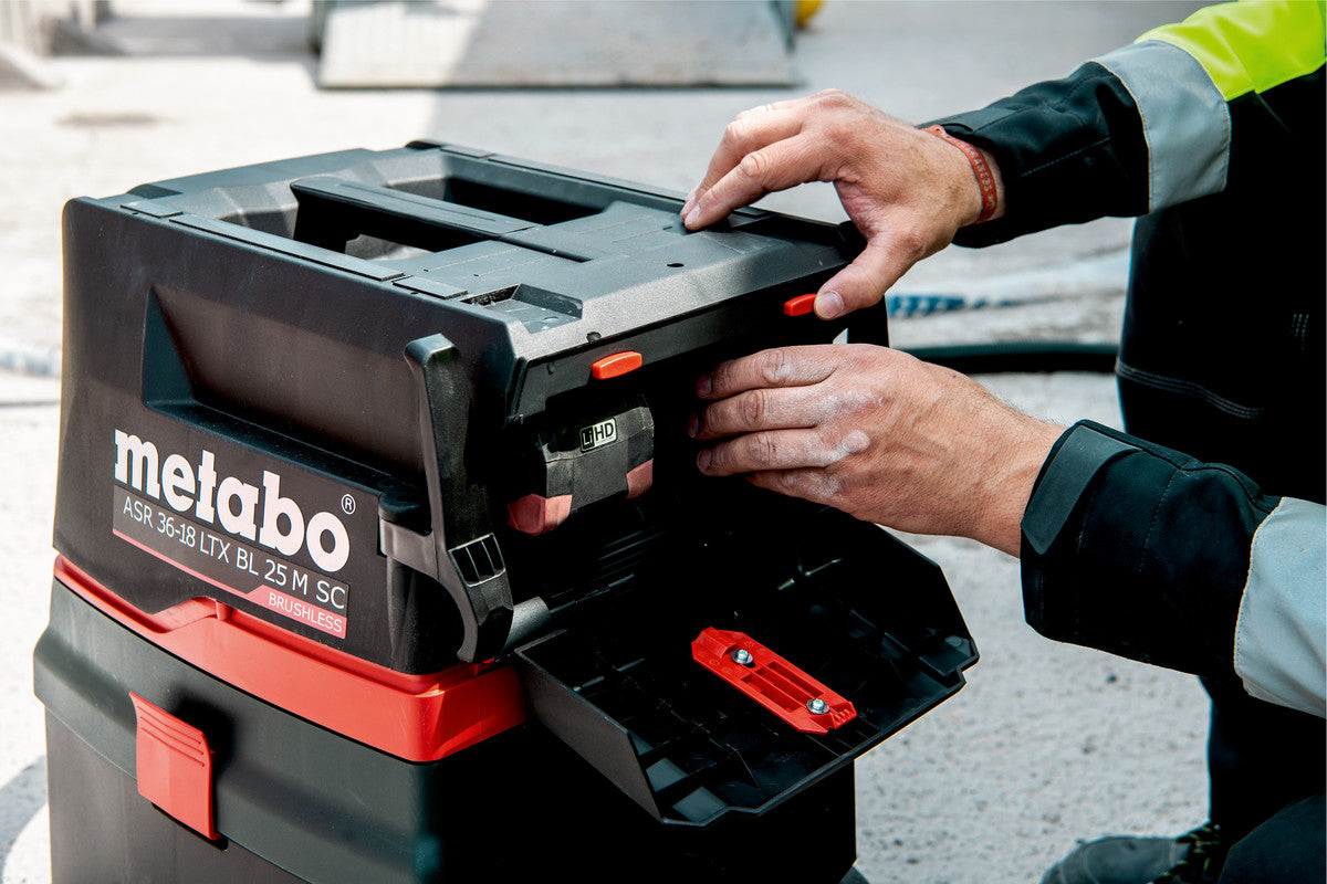 Metabo Absauganlage ASR 36-18 BL 25 M SC – 25 l, Akkubetrieb, Schlauch 4 m, 72 dB(A)