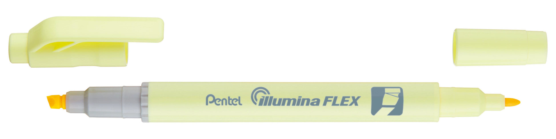 Pentel Illumina Flex Textmarker – Pastellgelb, Keil/Fein 1,5–3,5/1,0 mm, nachfüllbar