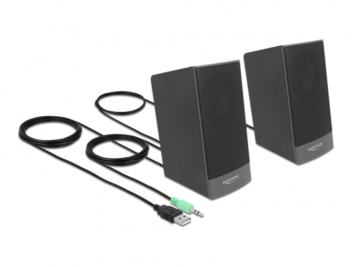 DeLOCK Stereo 2.0 – PC-Lautsprecher – 2.0, 3 W, 3,5 mm – Schwarz