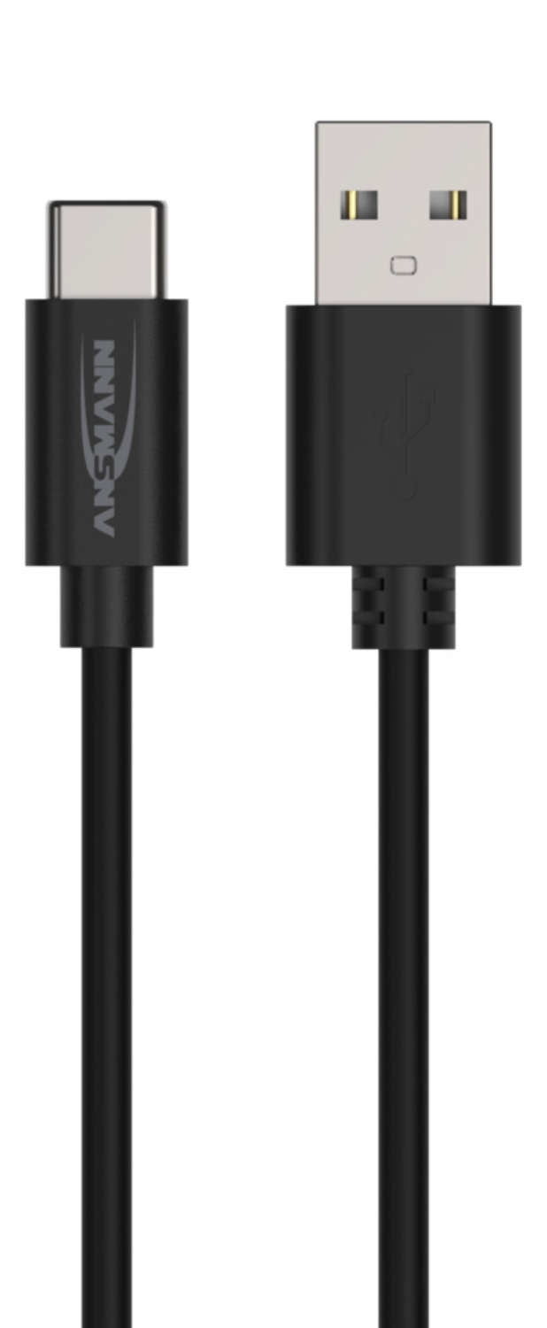 Ansmann USB-A auf USB-C Kabel – USB 2.0 (480 Mbit/s) – 1 m – Schwarz