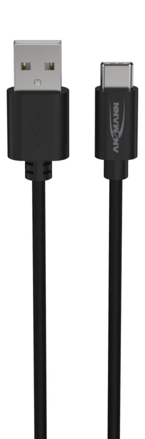 Ansmann USB-A auf USB-C Kabel – USB 2.0 (480 Mbit/s) – 1 m – Schwarz