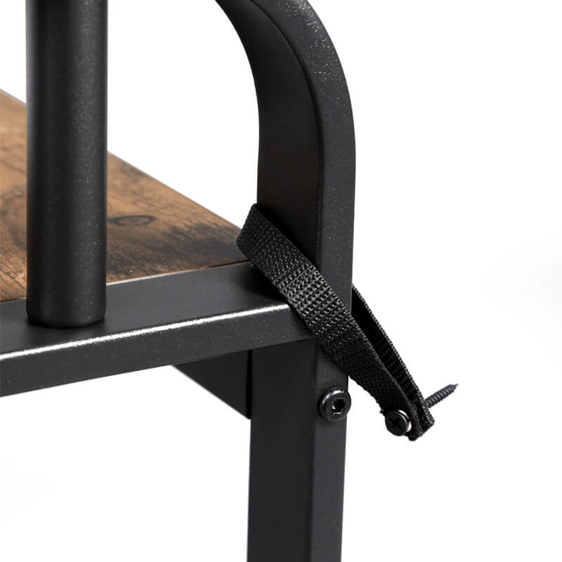 Vasagle Garderobenständer – 9 Haken, Stahl/Holz, Schwarz/Braun, 72 × 33,7 × 183 cm