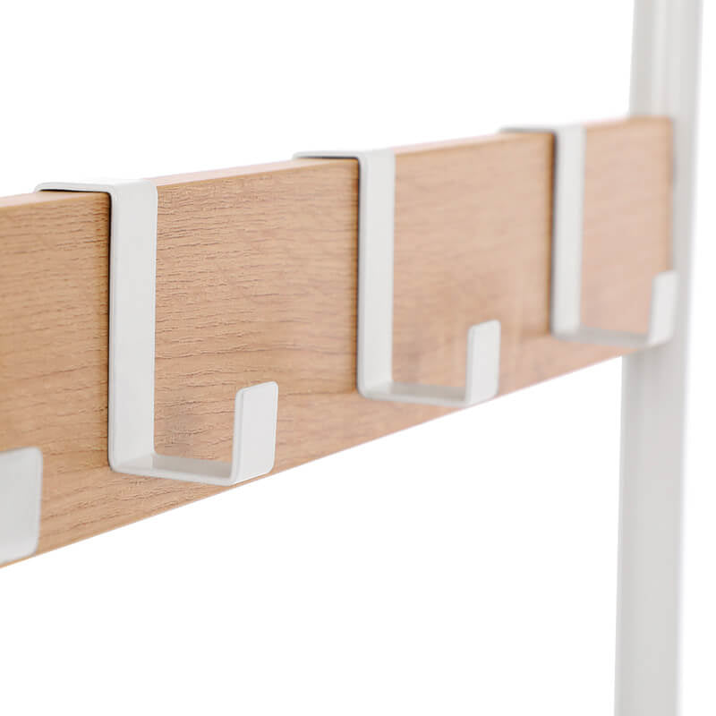 Vasagle Garderobenständer – 9 Haken, Stahl/Spanplatte, Weiss/Natur, 72 × 33,7 × 183 cm