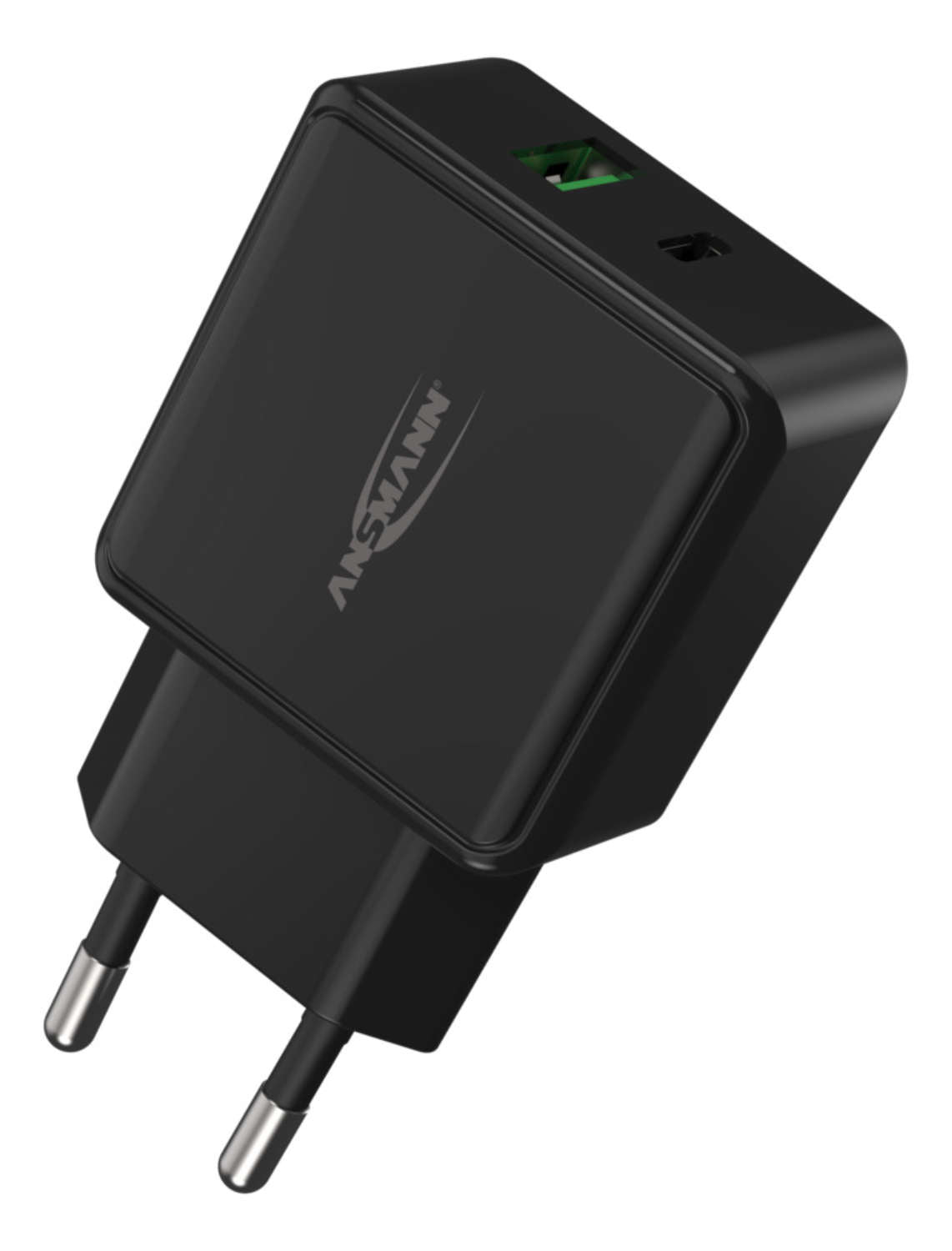 Ansmann HC218PD USB-Ladegerät 20 W – USB-C×1, USB-A×1 – PD, QC 3.0 – Schwarz