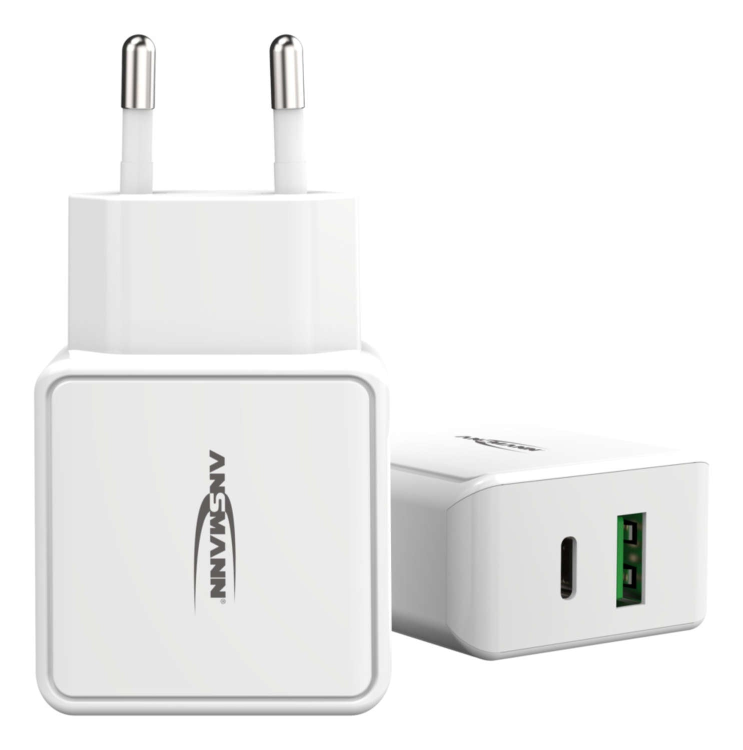 Ansmann Home Charger HC218PD USB-Ladegerät 20 W – USB-C×1, USB-A×1 – PD, QC 3.0