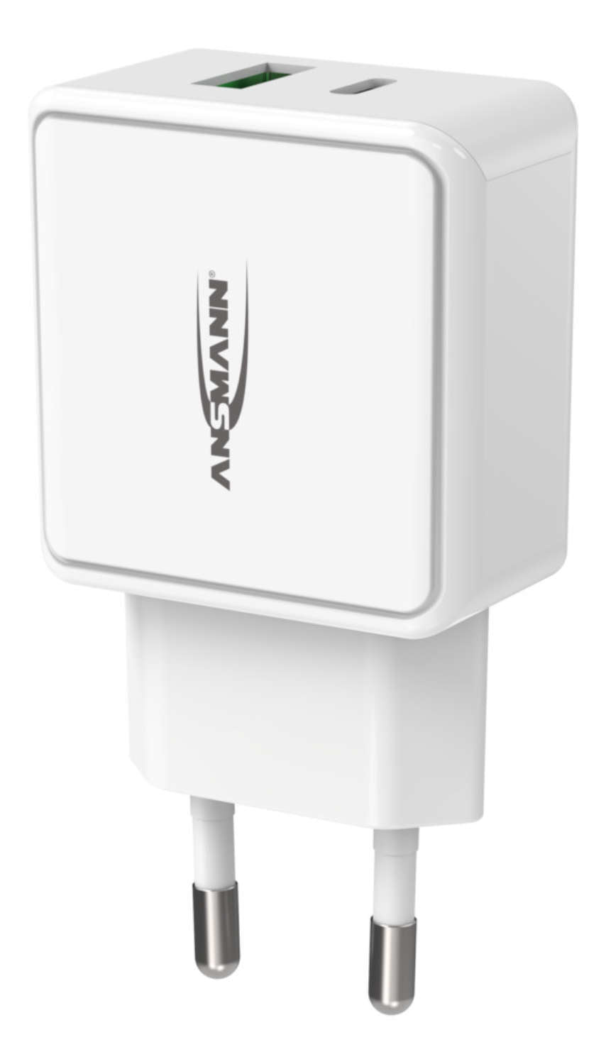 Ansmann Home Charger HC218PD USB-Ladegerät 20 W – USB-C×1, USB-A×1 – PD, QC 3.0