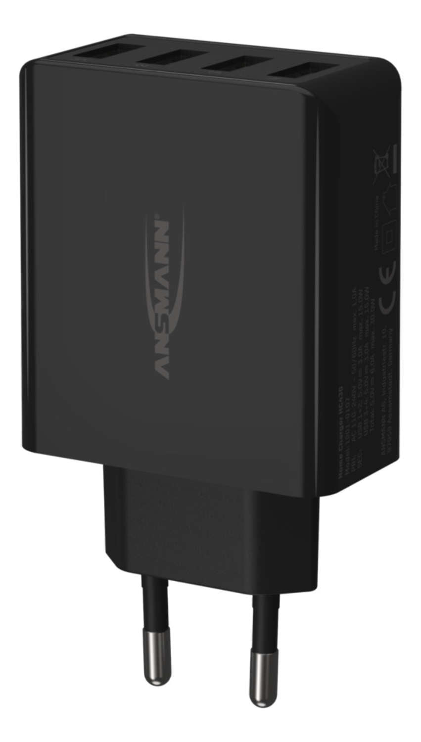 Ansmann Home Charger HC430 – 30 W, 4× USB-A – für Smartphones, Tablets, andere USB-Geräte