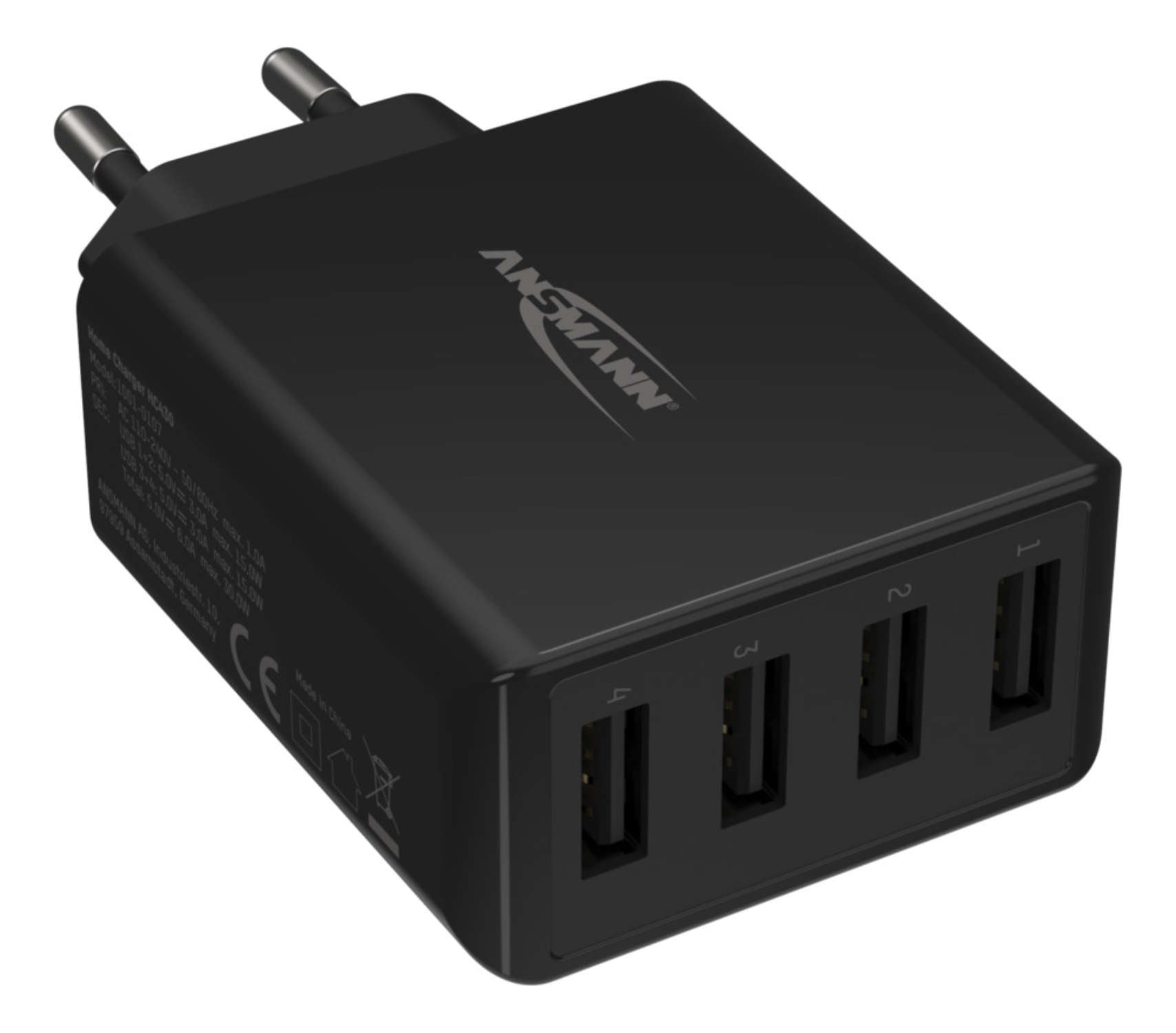Ansmann Home Charger HC430 – 30 W, 4× USB-A – für Smartphones, Tablets, andere USB-Geräte