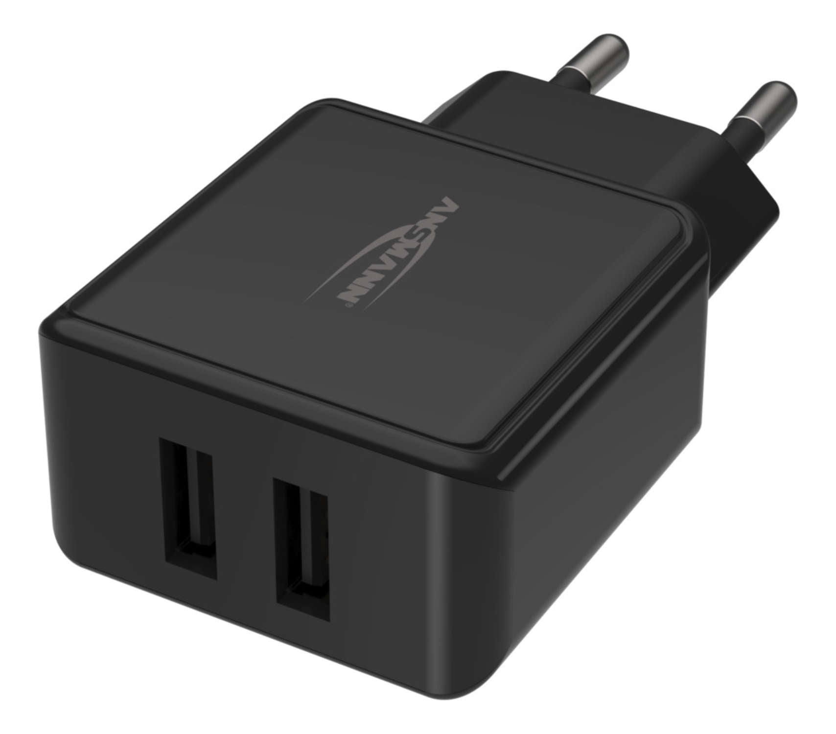 Ansmann HC212 USB-Wandladegerät 12 W – USB-A×2 – für Smartphone, Tablet – schwarz