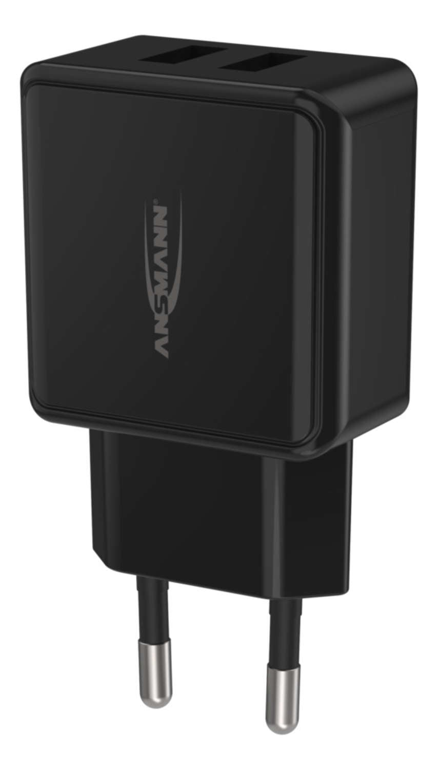 Ansmann HC212 USB-Wandladegerät 12 W – USB-A×2 – für Smartphone, Tablet – schwarz