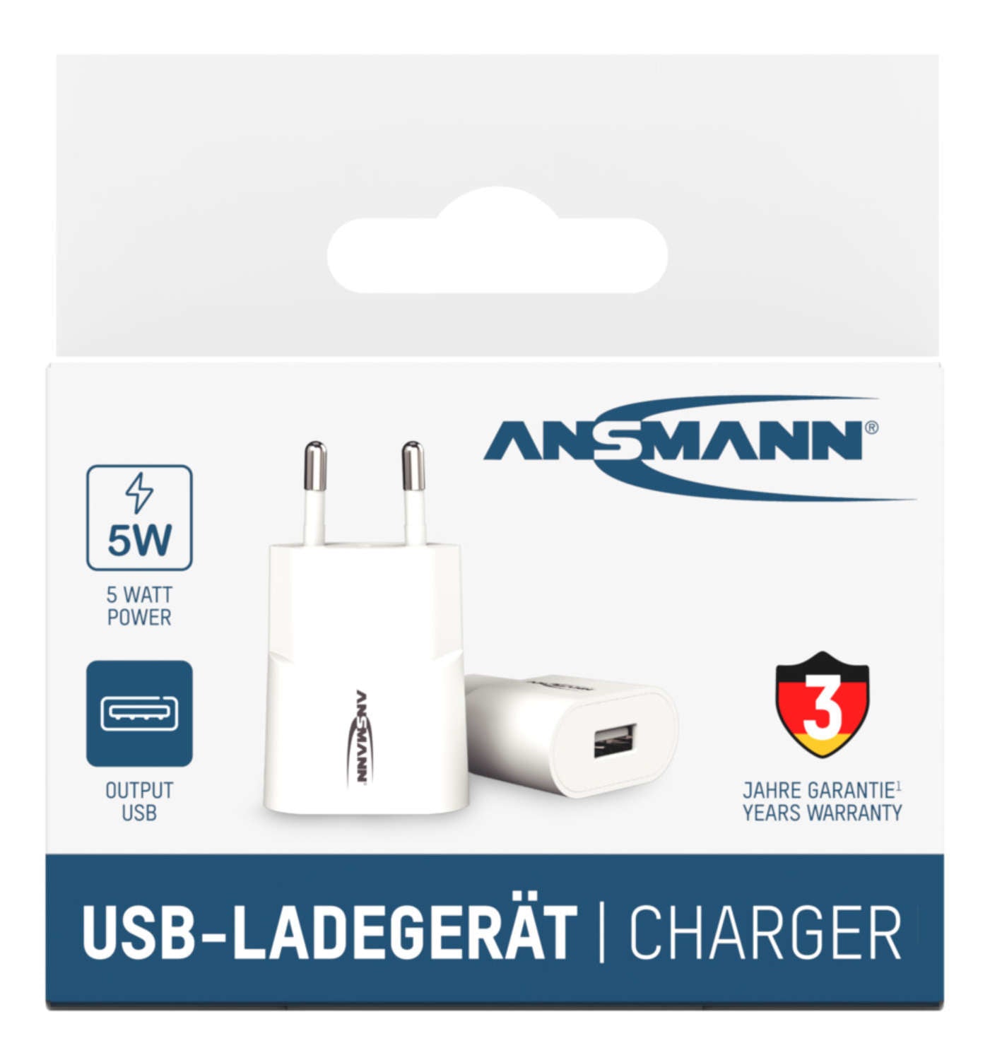 Ansmann HC105 USB-Wandladegerät 5 W – USB-A×1 – für Smartphones, Tablets u. a. – weiss