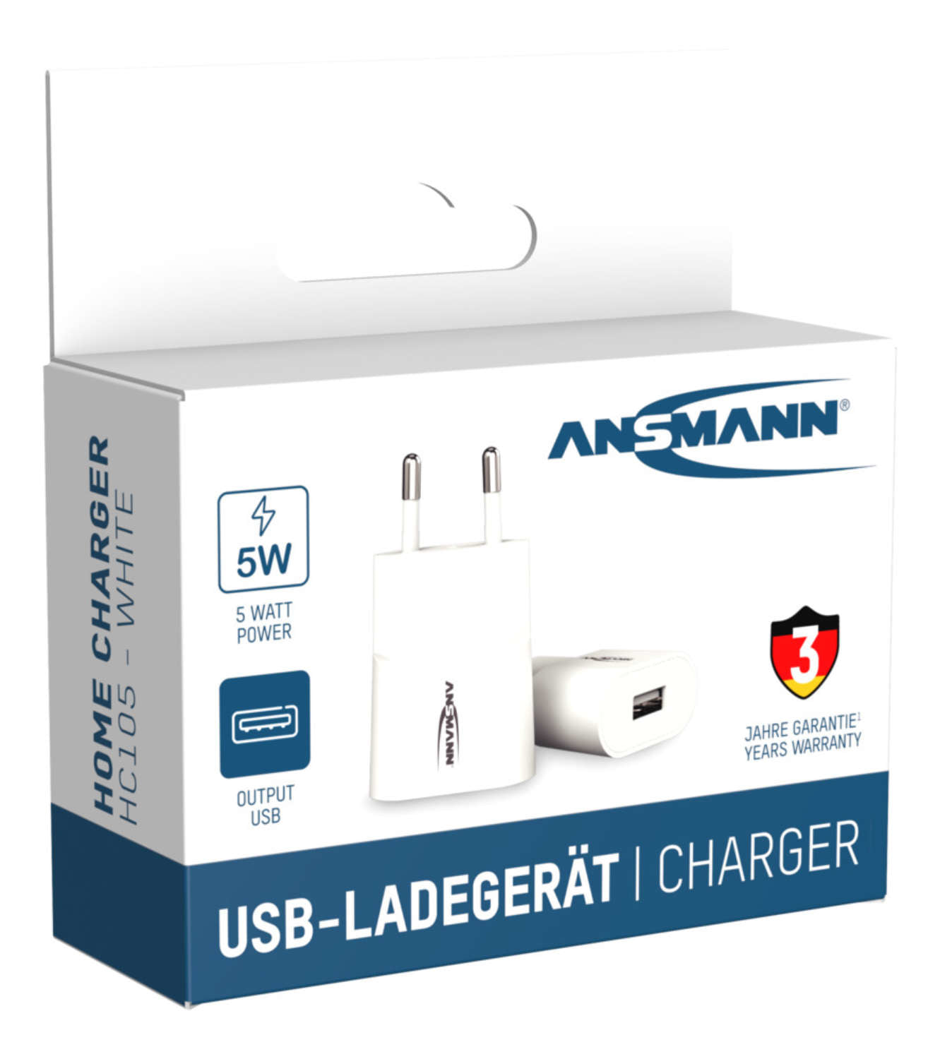 Ansmann HC105 USB-Wandladegerät 5 W – USB-A×1 – für Smartphones, Tablets u. a. – weiss