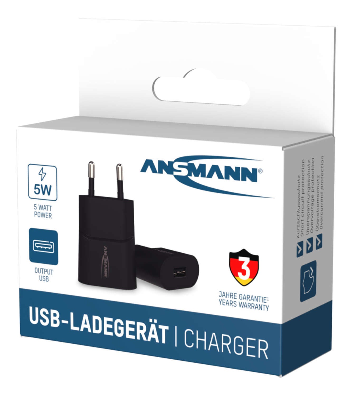 Ansmann HC105 USB-Ladegerät 5 W – USB-A×1 – für Smartphones, Tablets u. Ä. – schwarz