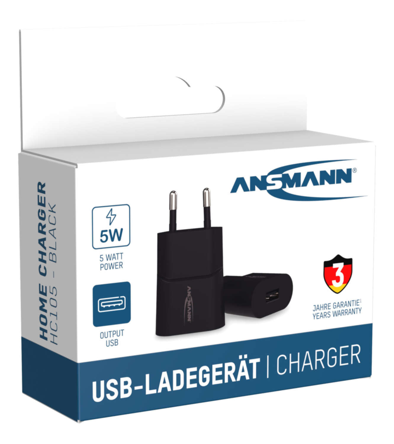 Ansmann HC105 USB-Ladegerät 5 W – USB-A×1 – für Smartphones, Tablets u. Ä. – schwarz
