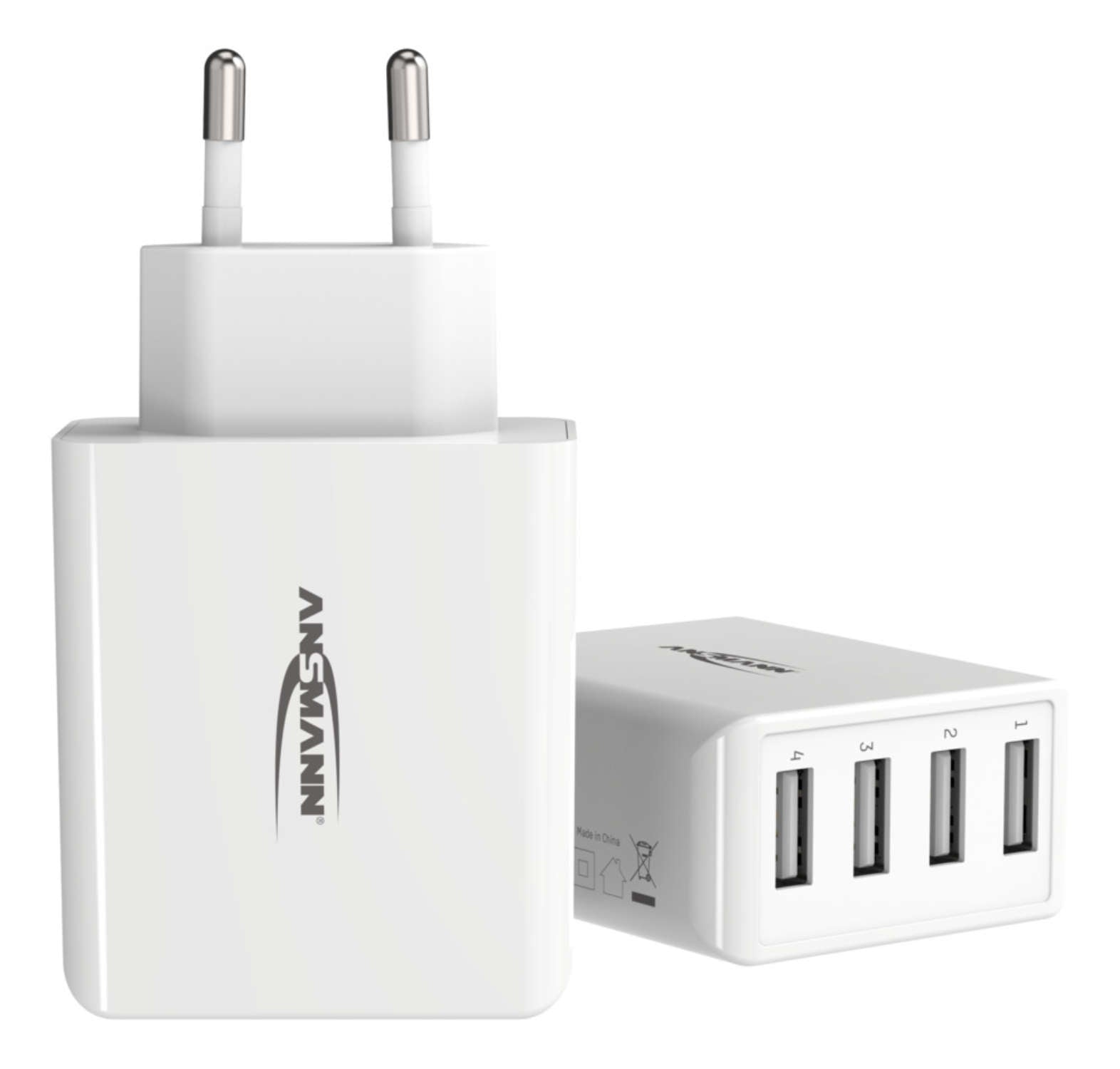 Ansmann Home Charger HC430 USB-Ladegerät 30 W – USB-A×4 – für Smartphones, Tablets u. Ä. – Weiss